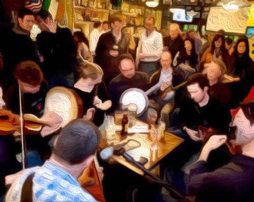 Irish Music Painting Johnny's Pub & Grill